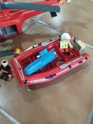 Helicóptero y Barco Rescate Playmobil