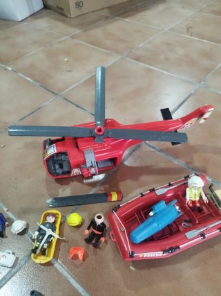 Helicóptero y Barco Rescate Playmobil