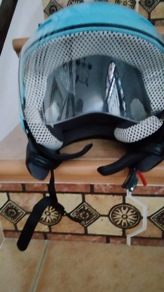 Casco Moto Ciclomotor Azul Dibujo Insectos