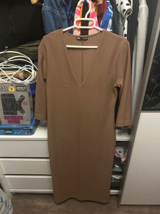 Vestido Zara marrón manga 3/4