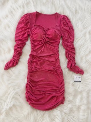 Vestido Tintali Fucsia Fruncido