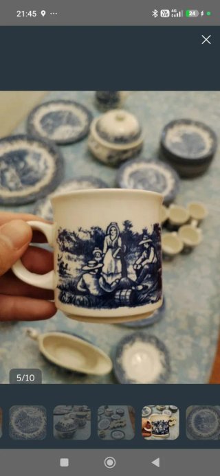 Vajilla Churchill Azul y Blanca