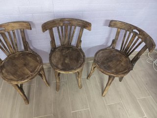 Lote 3 Sillas Madera Estilo Vintage