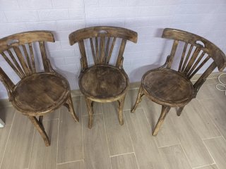 Lote 3 Sillas Madera Estilo Vintage