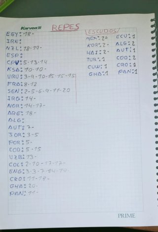 Cromos Mundial 26 - Faltas y Repes