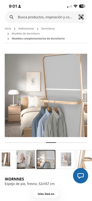 Espejo de pie Ikea IKORNNES fresno 52x167cm