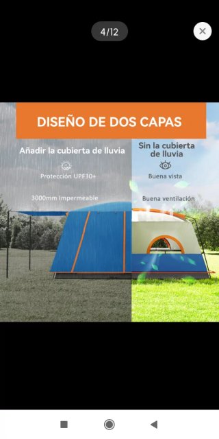 Tienda campaña 4 personas 2 hab + sala