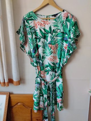 Vestido Cortefiel estampado hojas talla única