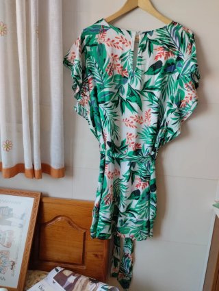 Vestido Cortefiel estampado hojas talla única