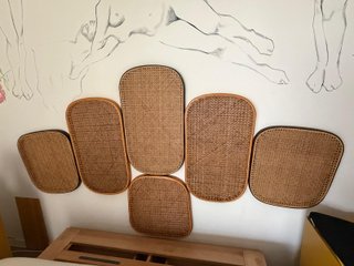 Cabecero Cama Doble Ratán y Madera
