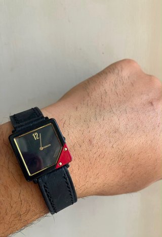 Orologio Seiko Vintage Rettangolare Nero Rosso