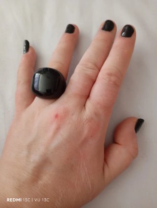 Lote 3 Anillos Resina Negros,  medida 12