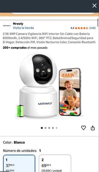 Cámara Vigilancia Mrowly WiFi Interior 4MP