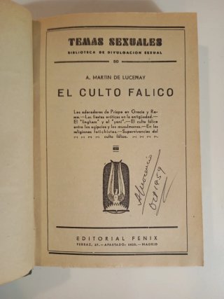 Libro El Culto Fálico - A. Martín de Lucenay (1934