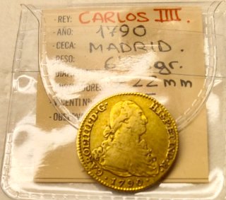 Moneda antigua 2 Escudos Oro 1790 Madrid MF.
