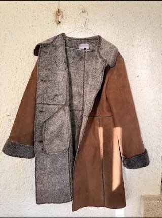 Abrigo Vintage Marrón Piel Sintética Talla L