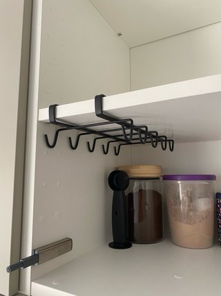 Colgadores de tazas negro para armario 2 uds