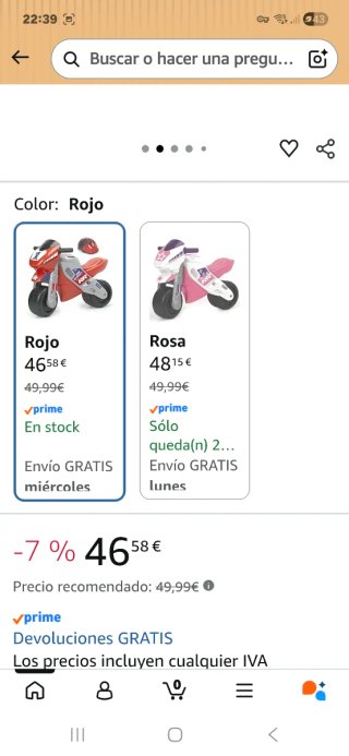 Moto correpasillos infantil roja