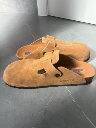 Birkenstock Camel Suede Clogs