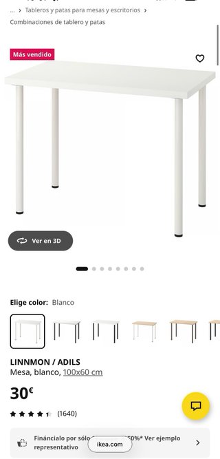 Escritorio blanco LINMON  + silla IKEA menta