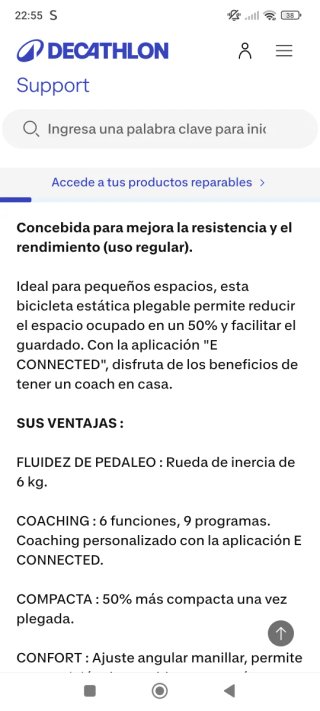 Bicicleta Estática E-FOLD Decathlon