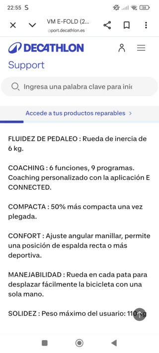 Bicicleta Estática E-FOLD Decathlon