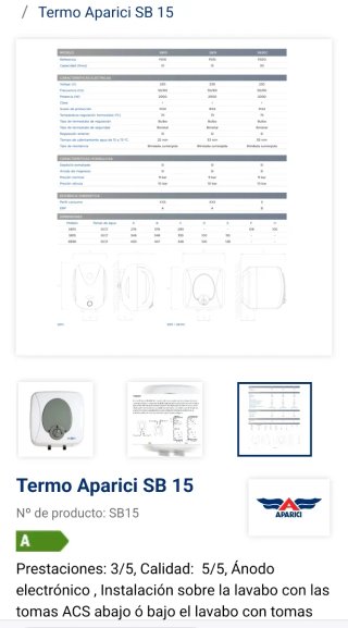Termo Eléctrico Aparici SB15