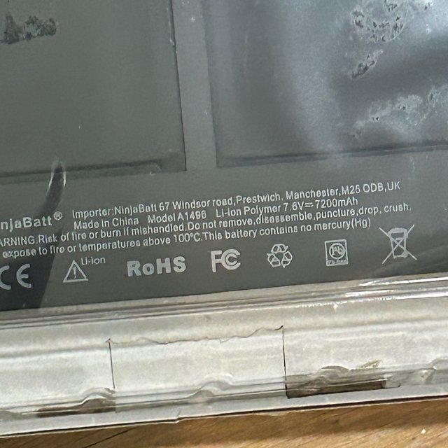 Batteria NinjaBatt MacBook Air 13' A1466/A1369 54,4Wh