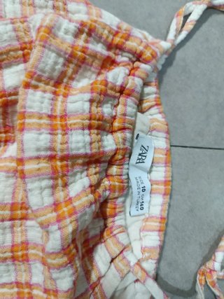 Top cuadros naranja y blanco