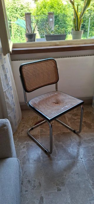 Mesa redonda cristal y 4 sillas vintage