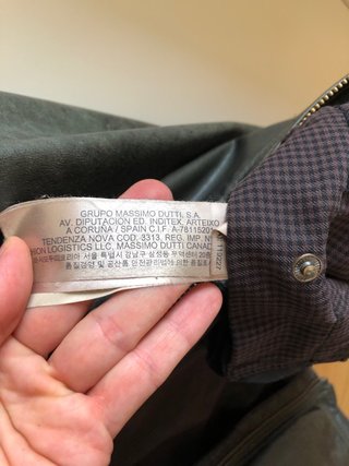 Chaqueta de piel Massimo Dutti verde