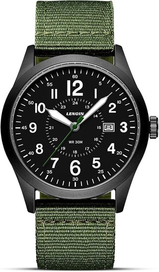Reloj Militar LENOIN Cuarzo Hombre 3ATM Negro Verd