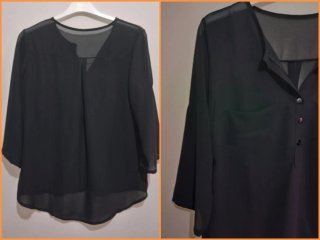 3 camicette nere eleganti semitrasparenti