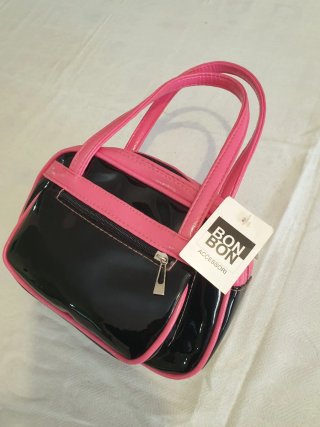 Borsa a mano Bon Bon nera e rosa