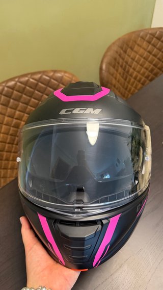 Casco Moto CGM C-MAX Negro y Rosa