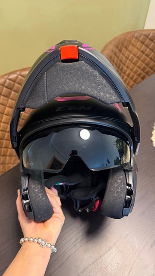 Casco Moto CGM C-MAX Negro y Rosa