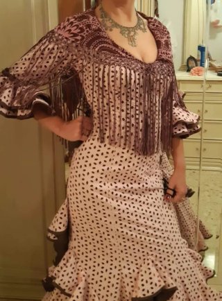 Traje Flamenca Rosa Perforado
