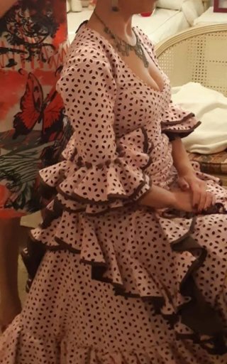 Traje Flamenca Rosa Perforado