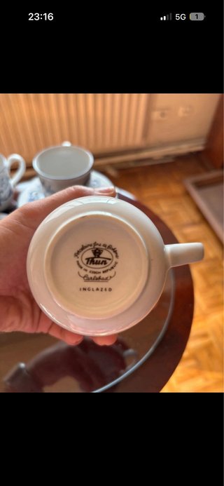 Juego de café Thun porcelana azul y blanco