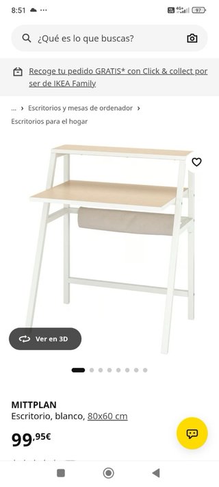 Escritorio IKEA MITTPLAN Madera y Metal