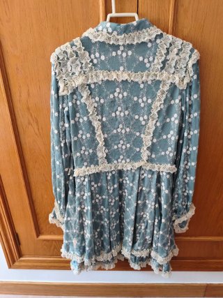 Vestido Holy Preppy floral encaje azul S