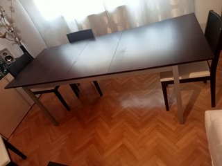 Mesa de comedor extensible madera y metal
