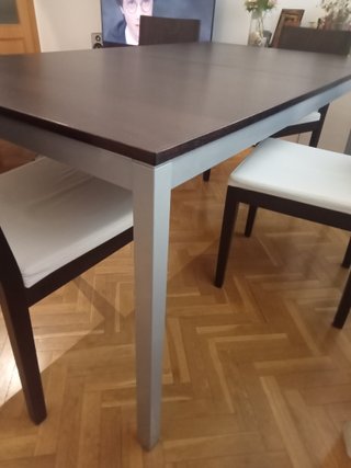 Mesa de comedor extensible madera y metal