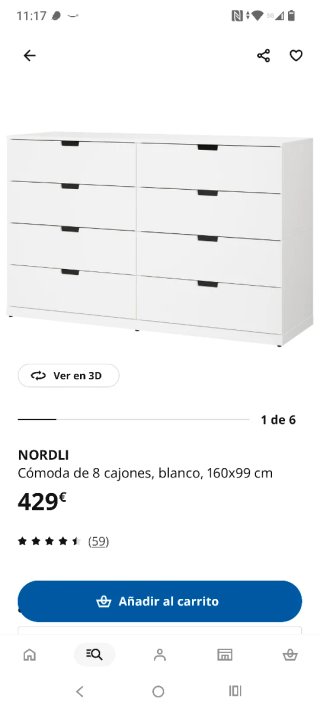 2 Cómodas Cajoneras Ikea Nordly Blancas
