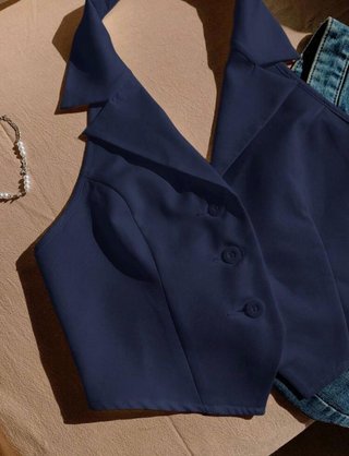 Chaleco azul marino mujer