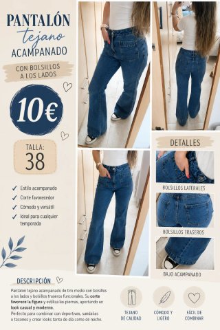 Pantalón Tejano Acampanado Talla 38