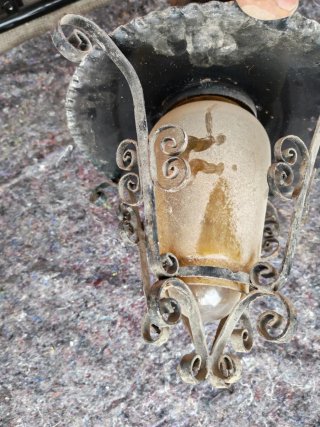 Farol rústico antiguo metal y cristal