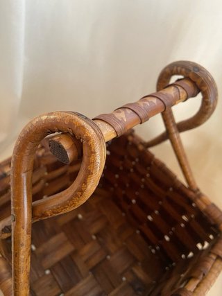 Antico Cestino Artigianale Legno Primi '900