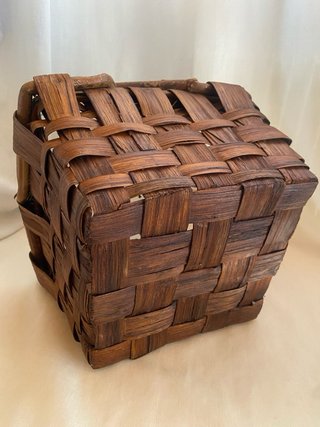 Antico Cestino Artigianale Legno Primi '900