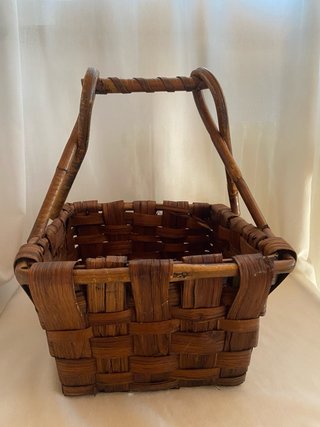 Antico Cestino Artigianale Legno Primi '900